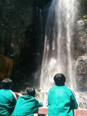 Village kids take in Kiyotaki Falls